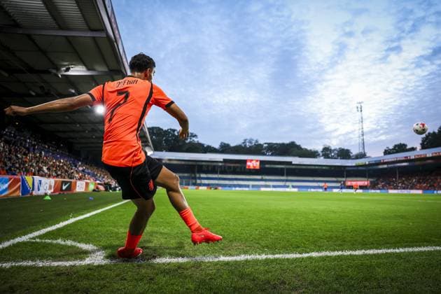 DOETINCHEM , 06-10-2026 , Stadion De Vijverberg , season 2026 2027 , EURO U21, U 21 Qualification football , match between Netherlands U21 and Bosnia and Herzegovina U21 , picture shows Netherlands player Ayoub Oufkir Netherlands U21 - Bosnia and Herzegovina U21  x207980577x Copyright: