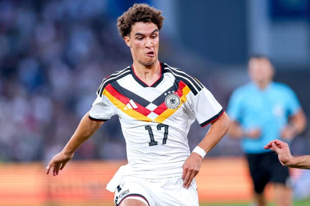 06.10.2026, Fußball, U21, U 21 Länderspiel, Deutschland - Georgien, Qualifikation U21-EM 2027, Almstadion (Bielefeld): Noah Darvich (U21 GER 17) DFB regulations prohibit any use of photographs as image sequences and or quasi-video. Nordrhein-Westfalen Deutschland