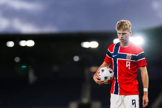 261006 Sindre Walle Egeli of Norway during the UEFA European Under-21 Qualifier football match between Norway and Israel on October 6, 2026 in Stavanger. Photo: Marius Simensen BILDBYRAN COP 238 bbeng em kvalifisering football fotball fotboll israel norge norway soccer U21, U 21 UEFA EURO, EM, Europameisterschaft,Fussball under-21 qualifiers Copyright: MARIUSxSIMENSEN BB261006BB598