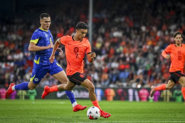 DOETINCHEM , 06-10-2026 , Stadion De Vijverberg , season 2026 2027 , EURO U21, U 21 Qualification football , match between Netherlands U21 and Bosnia and Herzegovina U21 , picture shows Netherlands player Ayoub Oufkir Netherlands U21 - Bosnia and Herzegovina U21  x207980768x Copyright: