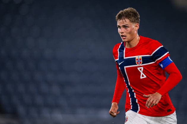 261006 Jens Hjerto-Dahl of Norway during the UEFA European Under-21 Qualifier football match between Norway and Israel on October 6, 2026 in Stavanger. Photo: Marius Simensen BILDBYRAN COP 238 bbeng em kvalifisering football fotball fotboll israel norge norway soccer U21, U 21 UEFA EURO, EM, Europameisterschaft,Fussball under-21 qualifiers Copyright: MARIUSxSIMENSEN BB261006BB604