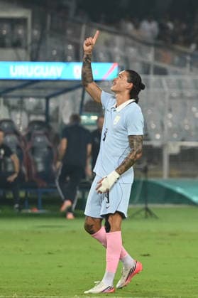 KOLKATA, INDIA - OCTOBER 6: D Nunez of Uruguay celebrates a goal against India during FIFA International Friendly, Länderspiel, Nationalmannschaft match at Vivekananda Yuva Bharati Stadium on October 6, 2026 in Kolkata, India. (Photo by Samir Jana Hindustan Times) India Vs Uruguay FIFA International Friendly Match At Salt Lake Stadium Kolkata