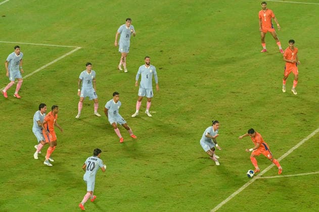 KOLKATA, INDIA - OCTOBER 6: E Lalrindika of India in action against Uruguay during FIFA International Friendly, Länderspiel, Nationalmannschaft match at Vivekananda Yuva Bharati Stadium on October 6, 2026 in Kolkata, India. (Photo by Samir Jana Hindustan Times) India Vs Uruguay FIFA International Friendly Match At Salt Lake Stadium Kolkata