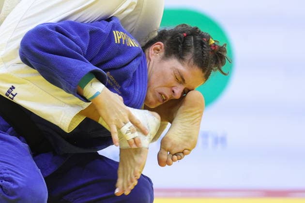 AZERBAIJAN, BAKU - OCTOBER 6, 2026: Seija Ballhaus of Germany competes in the Women’s -57 kg category at the National Gymnastics Arena during the 2026 World Judo Championships. Mikhail Sinitsyn TASS  98878242