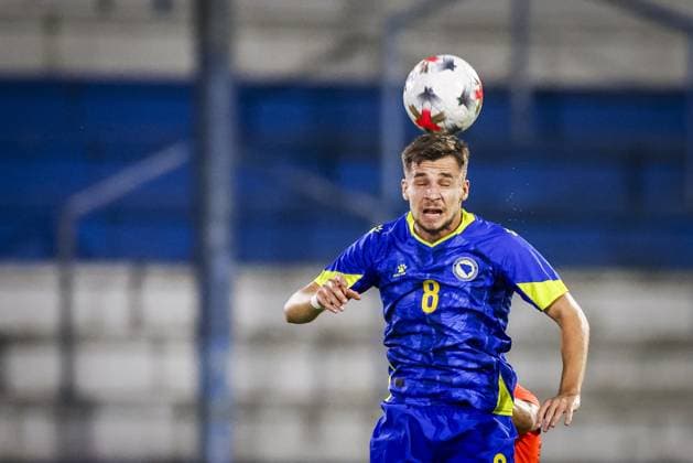 DOETINCHEM , 06-10-2026 , Stadion De Vijverberg , season 2026 2027 , EURO U21, U 21 Qualification football , match between Netherlands U21 and Bosnia and Herzegovina U21 , picture shows Bosnia and Herzegovina player Anes Krdzalic Netherlands U21 - Bosnia and Herzegovina U21  x207981169x Copyright: