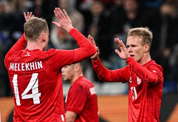 Russia Soccer Friendly Russia - Nigeria 9258772 06.10.2026 Russia s Matvey Kislyak celebrates with teammate Viktor Melekhin after scoring his team s second goal during the friendly soccer match between Russia and Nigeria at Sovcombank Arena in Nizhny Novgorod, Russia. Maksim Blinov Sputnik Nizhny Novgorod Russia  Copyright: xMaksimxBlinovx