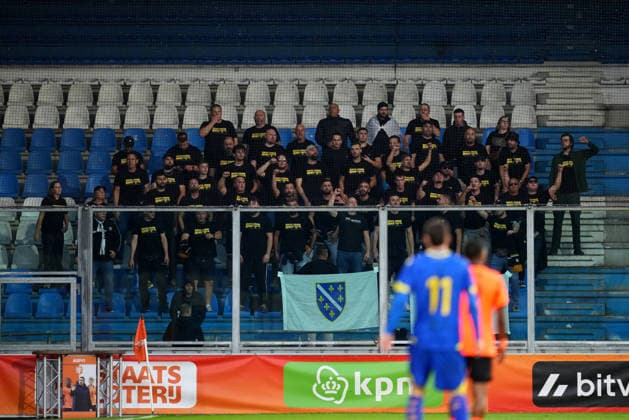 European Championship, EM, Europameisterschaft Qualifier: The Netherlands U21, U 21 v Bosnia and Herzegovina U21 Doetinchem - Bosnia and Herzegovina U21 supporters during the eigth qualification round of the 2026 2027 European Championship Qualifier. The match is set between The Netherlands U21 and Bosnia and Herzegovina U21 at De Vijverberg on 6 October 2026 in Doetinchem, Netherlands. (Hero Images Yannick Verhoeven) Copyright: xYannickxVerhoevenx