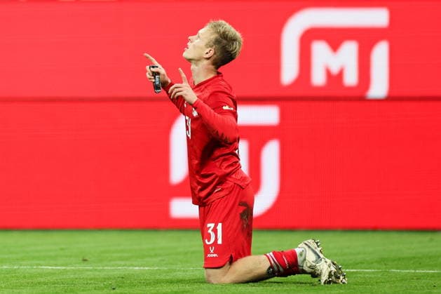 RUSSIA, NIZHNY NOVGOROD - OCTOBER 6, 2026: Russia s Matvei Kislyak celebrates a goal in a football friendly match Russia vs Nigeria at Nizhny Novgorod Stadium (Sovcombank Arena). Sergei Savostyanov TASS  98878244
