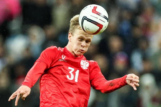 RUSSIA, NIZHNY NOVGOROD - OCTOBER 6, 2026: Russia s Matvei Kislyak heads the ball in a football friendly match Russia vs Nigeria at Nizhny Novgorod Stadium (Sovcombank Arena). Sergei Savostyanov TASS  98878404