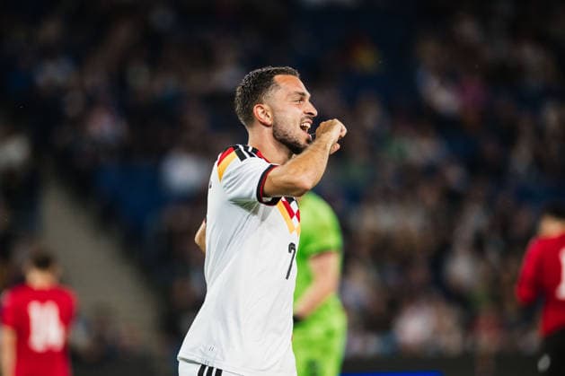 U21, U 21 EM-Qualifikation: Deutschland - Georgien, 06.10.2026 Arijon IbrahimoviÄ‡ (Deutschland, 7) ärgert sich; Fußball, EM-Qualifikation U 21, 10. Spieltag: Deutschland vs. Georgien am 06.10.2026, Bielefeld DFB REGULATIONS PROHIBIT ANY USE OF PHOTOGRAPHS AS IMAGE SEQUENCES AND OR QUASI-VIDEO. Copyright: xBEAUTIFULxSPORTS Tonhäuserx