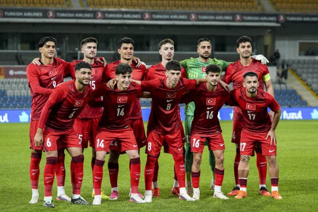 Turkiye U21, U 21 v Hungary U21 - UEFA European Under-21 ISTANBUL, TURKIYE - OCTOBER 6: Players of Turkiye pose for team photos ahead of the UEFA European Under-21 Championship qualifiers Group H match between Turkiye and Hunagry at Basaksehir Fatih Terim Stadium in Istanbul, Turkiye, on October 6, 2026. Arife Karakum Anadolu Istanbul Turkey. Editorial use only. Please get in touch for any other usage.  Copyright: x2026xAnadoluxArifexKarakumx