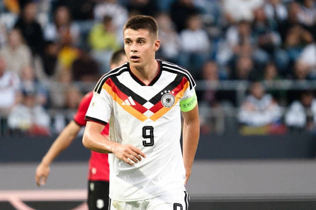 Deutschland: U21, U 21 EM-Qualifikation 2026 2027, Deutschland U21 vs. Georgien U21, Nationalmannschaft, DFB Länderspiel Dienstag 27.03.2026, Schüco Arena, Bielefeld Nicolo Tresoldi Copyright: xCelinaxLeiersx
