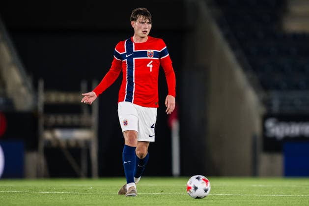 261006 Nikolai Hopland of Norway during the UEFA European Under-21 Qualifier football match between Norway and Israel on October 6, 2026 in Stavanger. Photo: Marius Simensen BILDBYRAN COP 238 bbeng em kvalifisering football fotball fotboll israel norge norway soccer U21, U 21 UEFA EURO, EM, Europameisterschaft,Fussball under-21 qualifiers Copyright: MARIUSxSIMENSEN BB261006BB661