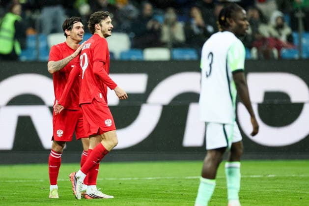 RUSSIA, NIZHNY NOVGOROD - OCTOBER 6, 2026: Russia s Ilya Vakhania (L) and Alexei Miranchuk (2nd L) celebrate a goal in a football friendly match Russia vs Nigeria at Nizhny Novgorod Stadium (Sovcombank Arena) Russia Vs Nigeria Football Friendly  - ZUMAt113 20261006_zaa_t113_507 Copyright: xSergeixSavostyanovx