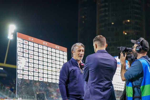 Fussball UEFA Nations League 2026 - 2027, 4. Spieltag - Schweiz vs Nordmazedonien - Thermoplan Arena (Luzern): Murat Yakin (Schweiz, Trainer) Presse- Interview RSI SRF, Medien Copyright: xJOERANxSTEINSIEKx