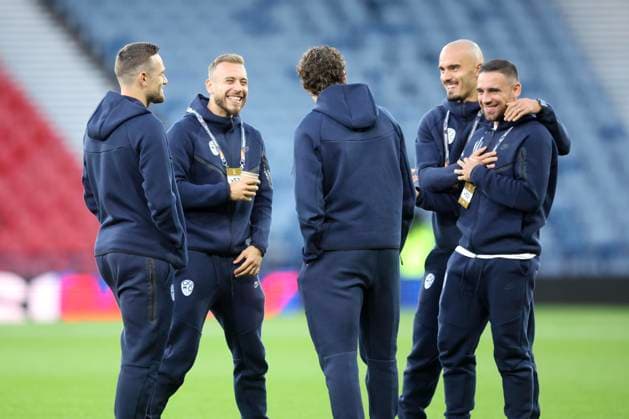 RECORD DATE NOT STATED 6th October 2026; Hampden Park, Glasgow, Scotland; UEFA Nations League Football, Scotland versus Slovenia; Slovenia squad inspect the pitch before the match DavidxYoung