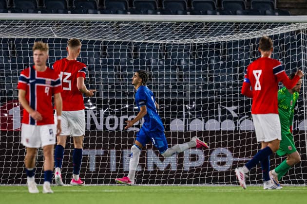 261006 Tay Abed of Israel celebrates after scoring the 0-1 goal on a penalty kick during the UEFA European Under-21 Qualifier football match between Norway and Israel on October 6, 2026 in Stavanger. Photo: Marius Simensen BILDBYRAN COP 238 bbeng em kvalifisering football fotball fotboll israel jubel norge norway soccer U21, U 21 UEFA EURO, EM, Europameisterschaft,Fussball under-21 qualifiers Copyright: MARIUSxSIMENSEN BB261006BB714