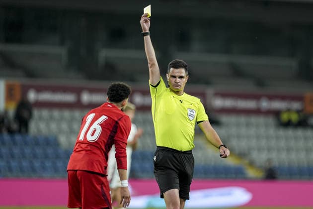 Turkiye v Hungary - UEFA EURO, EM, Europameisterschaft,Fussball Under-21 ISTANBUL, TURKIYE - OCTOBER 6: Referee Amine Kourgheli officiates the UEFA European Under-21 Championship qualifiers Group H match between Turkiye and Hungary at Basaksehir Fatih Terim Stadium in Istanbul, Turkiye, on October 6, 2026. Arife Karakum Anadolu Istanbul Turkey. Editorial use only. Please get in touch for any other usage.  Copyright: x2026xAnadoluxArifexKarakumx
