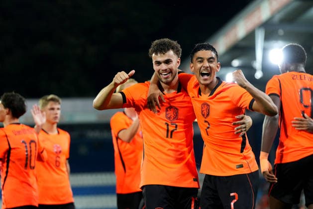 European Championship, EM, Europameisterschaft Qualifier: The Netherlands U21, U 21 v Bosnia and Herzegovina U21 Doetinchem - Aymen Sliti of The Netherlands U21 celebrates scoring his team s first goal (1-0) with Ayoub Oufkir of The Netherlands U21 during the eigth qualification round of the 2026 2027 European Championship Qualifier. The match is set between The Netherlands U21 and Bosnia and Herzegovina U21 at De Vijverberg on 6 October 2026 in Doetinchem, Netherlands. (Hero Images Yannick Verhoeven) Copyright: xYannickxVerhoevenx