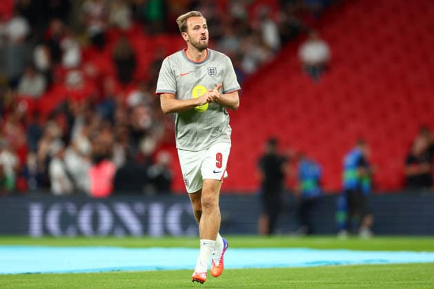 London, England, 6th October 2026. Harry Kane of England warms up before the England vs Czech Republic UEFA Nations League match at Wembley Stadium, London. Picture credit should read: Paul Terry Sportimage EDITORIAL USE ONLY. No use with unauthorised audio, video, data, fixture lists, club league logos or live services. Online in-match use limited to 120 images, no video emulation. No use in betting, games or single club league player publications. SPI_005_PT_England__Czechia SPI-5055-0005