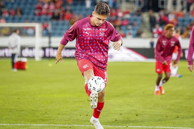 Fussball UEFA Nations League 2026 - 2027, 4. Spieltag - Schweiz vs Nordmazedonien - Thermoplan Arena (Luzern): Ardon Jashari (Schweiz, 14) Copyright: xJOERANxSTEINSIEKx
