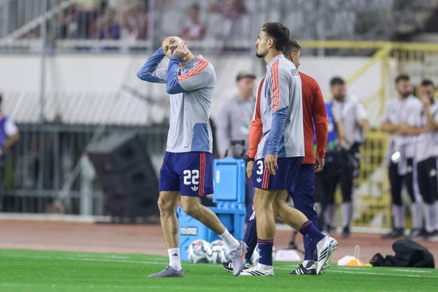 Croatia v Spain - UEFA Nations League 2026 27 Group A3 MD4 Josip Misic and Marin Pongracic of Croatia warms up prior to the UEFA Nations League 2026 27 group phase match between Croatia and Spain at Stadion Poljud on October 6, 2026 in Split, Croatia.  SanjinxStrukic PIXSELL