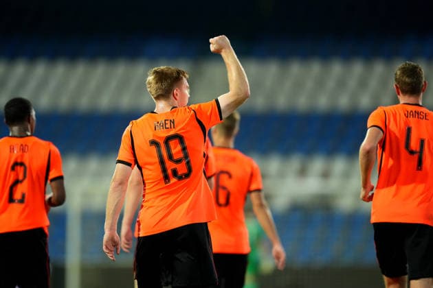 European Championship, EM, Europameisterschaft Qualifier: The Netherlands U21, U 21 v Bosnia and Herzegovina U21 Doetinchem - Devin Haen of The Netherlands U21 celebrates scoring his team s third goal (3-0) during the eigth qualification round of the 2026 2027 European Championship Qualifier. The match is set between The Netherlands U21 and Bosnia and Herzegovina U21 at De Vijverberg on 6 October 2026 in Doetinchem, Netherlands. (Hero Images Yannick Verhoeven) Copyright: xYannickxVerhoevenx