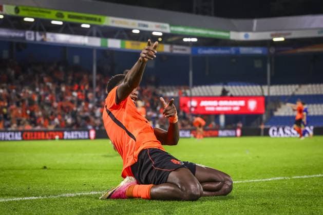 DOETINCHEM , 06-10-2026 , Stadion De Vijverberg , season 2026 2027 , EURO U21, U 21 Qualification football , match between Netherlands U21 and Bosnia and Herzegovina U21 , picture shows Netherlands player Lequincio Zeefuik scores the 2-0 Netherlands U21 - Bosnia and Herzegovina U21  x207982405x Copyright: