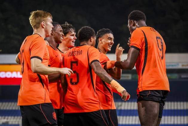 DOETINCHEM , 06-10-2026 , Stadion De Vijverberg , season 2026 2027 , EURO U21, U 21 Qualification football , match between Netherlands U21 and Bosnia and Herzegovina U21 , picture shows Netherlands player Lequincio Zeefuik scores the 2-0 Netherlands U21 - Bosnia and Herzegovina U21  x207982406x Copyright: