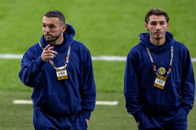 RECORD DATE NOT STATED 6th October 2026; Hampden Park, Glasgow, Scotland; UEFA Nations League Football, Scotland versus Slovenia; John McGinn and Billy Gilmour of Scotland VagelisxGeorgariou