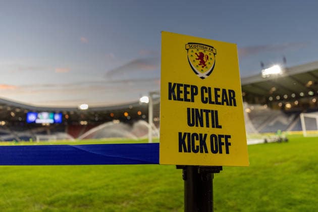 RECORD DATE NOT STATED 6th October 2026; Hampden Park, Glasgow, Scotland; UEFA Nations League Football, Scotland versus Slovenia; Keep clear sign at the side of the pitch VagelisxGeorgariou