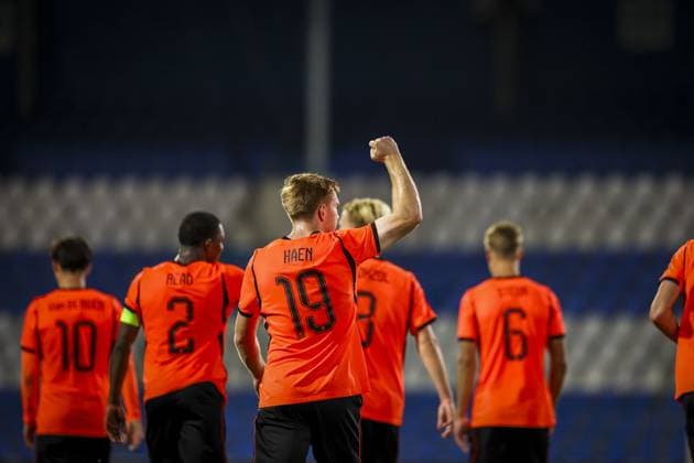 DOETINCHEM , 06-10-2026 , Stadion De Vijverberg , season 2026 2027 , EURO U21, U 21 Qualification football , match between Netherlands U21 and Bosnia and Herzegovina U21 , picture shows Netherlands player Devin Haen scores the 3-0 Netherlands U21 - Bosnia and Herzegovina U21  x207982625x Copyright: