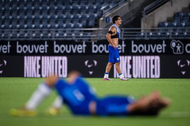 261006 Ran Binyamin of Israel looks dejected after the UEFA European Under-21 Qualifier football match between Norway and Israel on October 6, 2026 in Stavanger. Photo: Marius Simensen BILDBYRAN COP 238 bbeng depp em kvalifisering football fotball fotboll israel norge norway soccer U21, U 21 UEFA EURO, EM, Europameisterschaft,Fussball under-21 qualifiers Copyright: MARIUSxSIMENSEN BB261006BB784