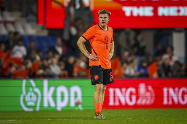 DOETINCHEM , 06-10-2026 , Stadion De Vijverberg , season 2026 2027 , EURO U21, U 21 Qualification football , match between Netherlands U21 and Bosnia and Herzegovina U21 , picture shows Netherlands player Devin Haen scores the 4-0 Netherlands U21 - Bosnia and Herzegovina U21  x207982871x Copyright: