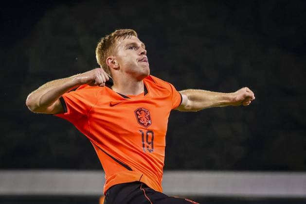 DOETINCHEM , 06-10-2026 , Stadion De Vijverberg , season 2026 2027 , EURO U21, U 21 Qualification football , match between Netherlands U21 and Bosnia and Herzegovina U21 , picture shows Netherlands player Devin Haen scores the 4-0 Netherlands U21 - Bosnia and Herzegovina U21  x207983057x Copyright:
