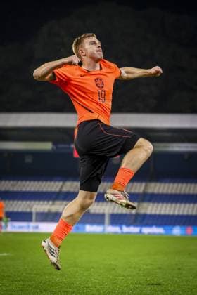 DOETINCHEM , 06-10-2026 , Stadion De Vijverberg , season 2026 2027 , EURO U21, U 21 Qualification football , match between Netherlands U21 and Bosnia and Herzegovina U21 , picture shows Netherlands player Devin Haen scores the 4-0 Netherlands U21 - Bosnia and Herzegovina U21  x207983062x Copyright: