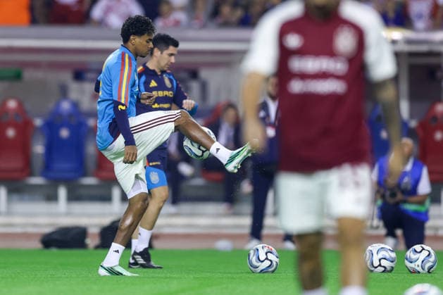Croatia v Spain - UEFA Nations League 2026 27 Group A3 MD4 Lamine Yamal of Spain warms up prior to the UEFA Nations League 2026 27 group phase match between Croatia and Spain at Stadion Poljud on October 6, 2026 in Split, Croatia.  SanjinxStrukic PIXSELL