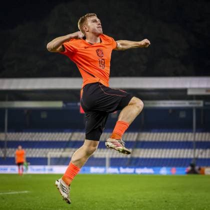 DOETINCHEM , 06-10-2026 , Stadion De Vijverberg , season 2026 2027 , EURO U21, U 21 Qualification football , match between Netherlands U21 and Bosnia and Herzegovina U21 , picture shows Netherlands player Devin Haen scores the 4-0 Netherlands U21 - Bosnia and Herzegovina U21  x207983133x Copyright: