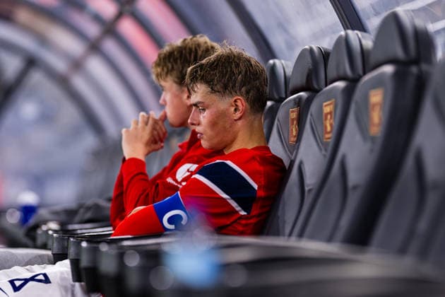 261006 Jens Hjerto-Dahl of Norway looks dejected after the UEFA European Under-21 Qualifier football match between Norway and Israel on October 6, 2026 in Stavanger. Photo: Marius Simensen BILDBYRAN COP 238 bbeng depp em kvalifisering football fotball fotboll israel norge norway soccer U21, U 21 UEFA EURO, EM, Europameisterschaft,Fussball under-21 qualifiers Copyright: MARIUSxSIMENSEN BB261006BB850