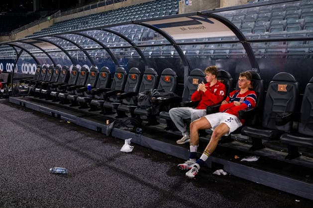 261006 Jens Hjerto-Dahl of Norway looks dejected after the UEFA European Under-21 Qualifier football match between Norway and Israel on October 6, 2026 in Stavanger. Photo: Marius Simensen BILDBYRAN COP 238 bbeng depp em kvalifisering football fotball fotboll israel norge norway soccer U21, U 21 UEFA EURO, EM, Europameisterschaft,Fussball under-21 qualifiers Copyright: MARIUSxSIMENSEN BB261006BB851