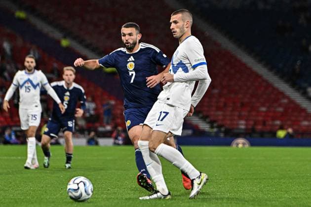 Scotland v Slovenia UEFA Nations League John McGinn of Scotland and David Zec of Slovenia during the UEFA Nations League match at Barclays Hampden, Glasgow 06 10 2026 UK Newspapers OUT Copyright: xJamiexJohnstonx FIL-24032-0045