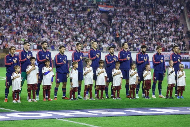 Croatia v Spain - UEFA Nations League 2026 27 Group A3 MD4 Players of Croatia line up for national anthems prior to the UEFA Nations League 2026 27 group phase match between Croatia and Spain at Stadion Poljud on October 6, 2026 in Split, Croatia.  SanjinxStrukic PIXSELL