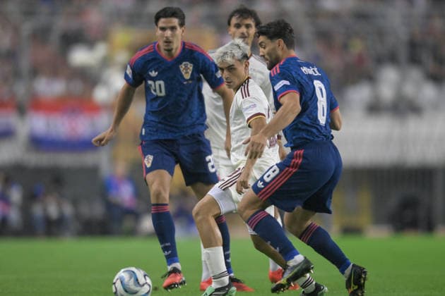 Croatia v Spain - UEFA Nations League 2026 27 Group A3 MD4 Pedri of Spain in action against Mateo Kovacic of Croatia during the UEFA Nations League 2026 27 group phase match between Croatia and Spain at Stadion Poljud on October 6, 2026 in Split, Croatia.  IgorxSoban PIXSELL