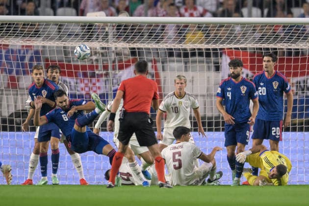 Croatia v Spain - UEFA Nations League 2026 27 Group A3 MD4 Josip Sutalo of Croatia shoots the ball during the UEFA Nations League 2026 27 group phase match between Croatia and Spain at Stadion Poljud on October 6, 2026 in Split, Croatia.  IgorxSoban PIXSELL