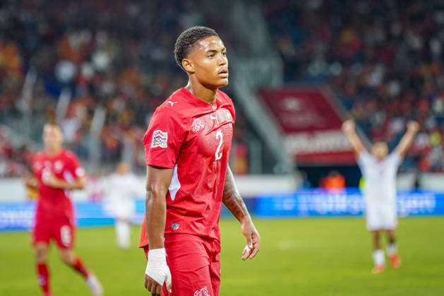 Fussball UEFA Nations League 2026 - 2027, 4. Spieltag - Schweiz vs Nordmazedonien - Thermoplan Arena (Luzern): Sascha Britschgi (Schweiz, 2) Copyright: xJOERANxSTEINSIEKx