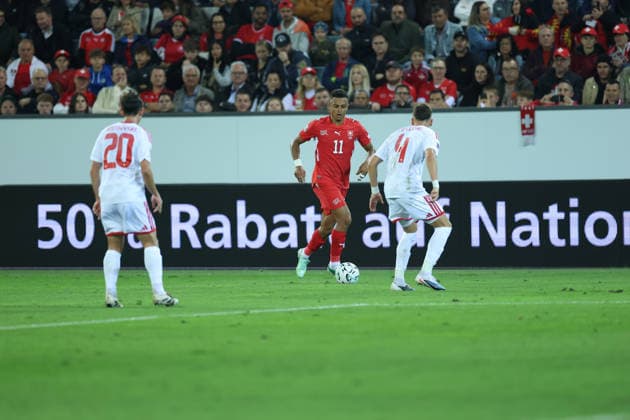 LUCERNE, SWITZERLAND - OCTOBER 06: Dan Ndoye (11, Switzerland) during the UEFA Nations League match between Switzerland and North Macedonia at thermoplan arena on October 6, 2026 in Lucerne, Switzerland. Copyright: xUrsxOttigerx xSPPx Sportspressphoto_SPR247231