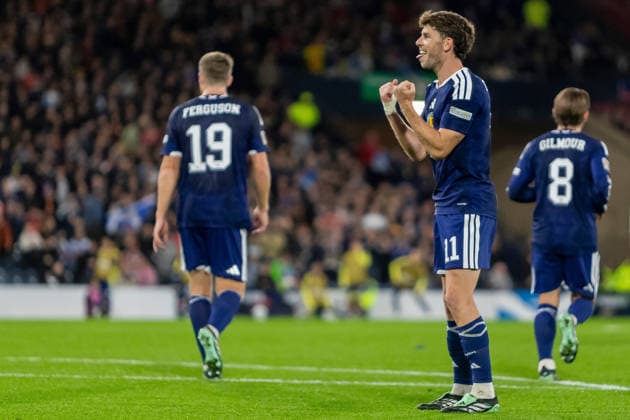 Scotland v Slovenia, UEFA Nations League GOAL! 1-0 Ryan Christie of Scotland national team, Nationalteam celebrates the opening goal during the UEFA Nations League League B Group B1 between Scotland and Slovenia. Barclays Hampden, Hampden Park, Glasgow, Scotland. 6 October 2026. Hampden Park Barclays Hampden Glasgow Scotland Editorial use only , Copyright: xColinxPoultneyx PSI-24964-0015