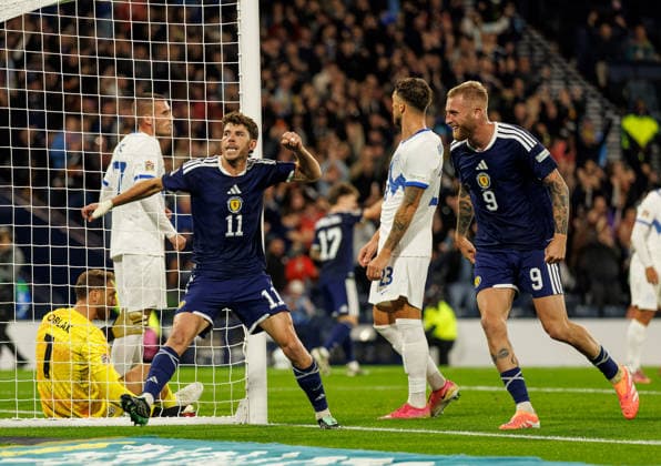 05.10.2026: Scotland v Slovenia: Ryan Christie of Scotland scores with a backheel and celebrates  Copyright: xWilliexVassx NINTCHDBPICT001113840355