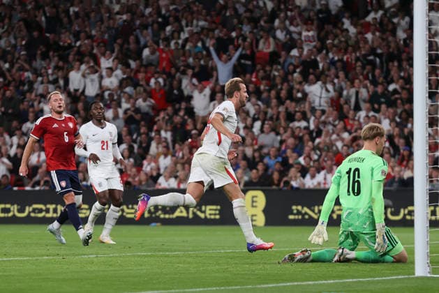England v Czechia UEFA Nations League Harry Kane of England celebrates scoring his sides 2nd goal during the UEFA Nations League match at Wembley Stadium, London 06 10 2026 UK Newspapers OUT Copyright: xPaulxChestertonx FIL-24030-0012