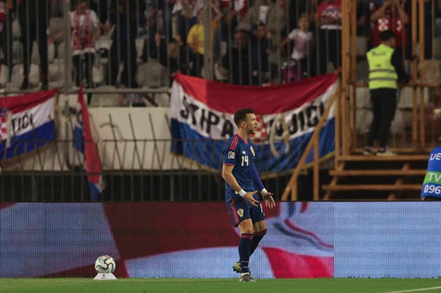 Ivan Perisic and players of Croatia seen celebrating after scoring goal during Nations League Division A game between National teams of Croatia and Spain (Grzegorz Wajda Ball Raw Images) Zenica Biline Polje Bosnia and Herzegovina Copyright: xGrzegorzxWajdax grzegorzwajda_croatia_spain_2627-15